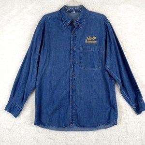 Vintage Sturgis 2001 Mens Shirt Button Down Denim Blue Embroidered Pockets Large